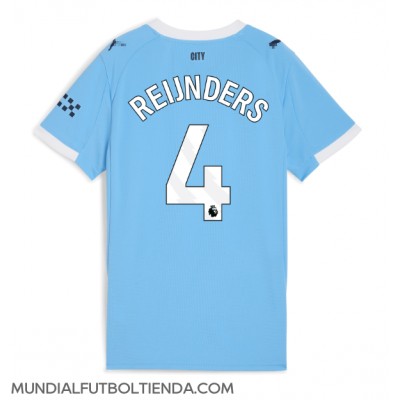 Camiseta Manchester City Tijjani Reijnders #4 Primera Equipación Replica 2025-26 para mujer mangas cortas Camiseta Manchester City Tijjani Reijnders #4 Primera Equipación Replica 2025-26 para mujer mangas cortas